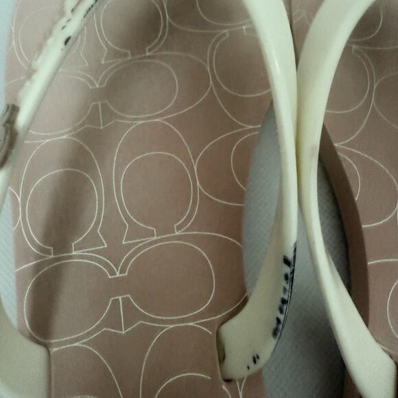 Coach Cosma Jelly Flip Flops Size 8 White Pink Flower Thong Sandals FLAW - Picture 8 of 8